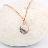 Pink Opal Copper 12mm Round Gemstone Necklace, 925 Sterling Silver Rose Gold Plated Necklace, Bridesmaid Necklace, Anniversary Gift Necklace